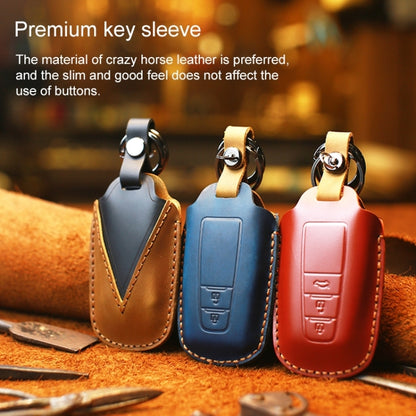 For Toyota Car Cowhide Leather Key Protective Cover Key Case, Two Keys Version(Brown) by buy2fix