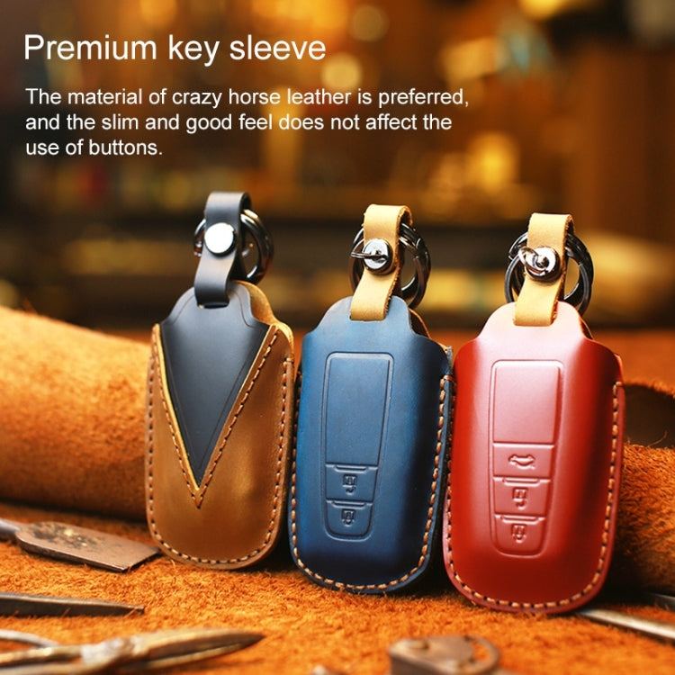 For Toyota Car Cowhide Leather Key Protective Cover Key Case, Two Keys Version (Black) by buy2fix