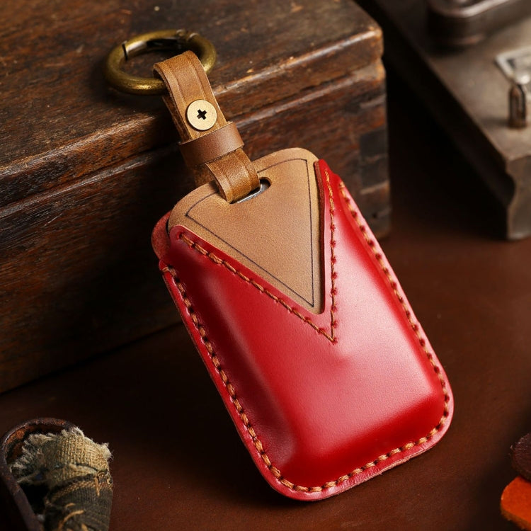For Land Rover Car Cowhide Leather Key Protective Cover Key Case (Red) by buy2fix