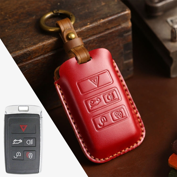 For Land Rover Car Cowhide Leather Key Protective Cover Key Case (Red) by buy2fix