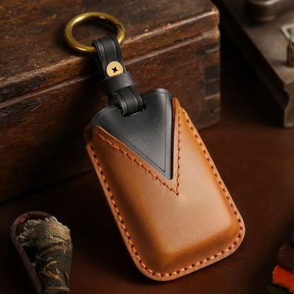 For Land Rover Car Cowhide Leather Key Protective Cover Key Case (Brown) - Car Key Cases by buy2fix | Online Shopping UK | buy2fix