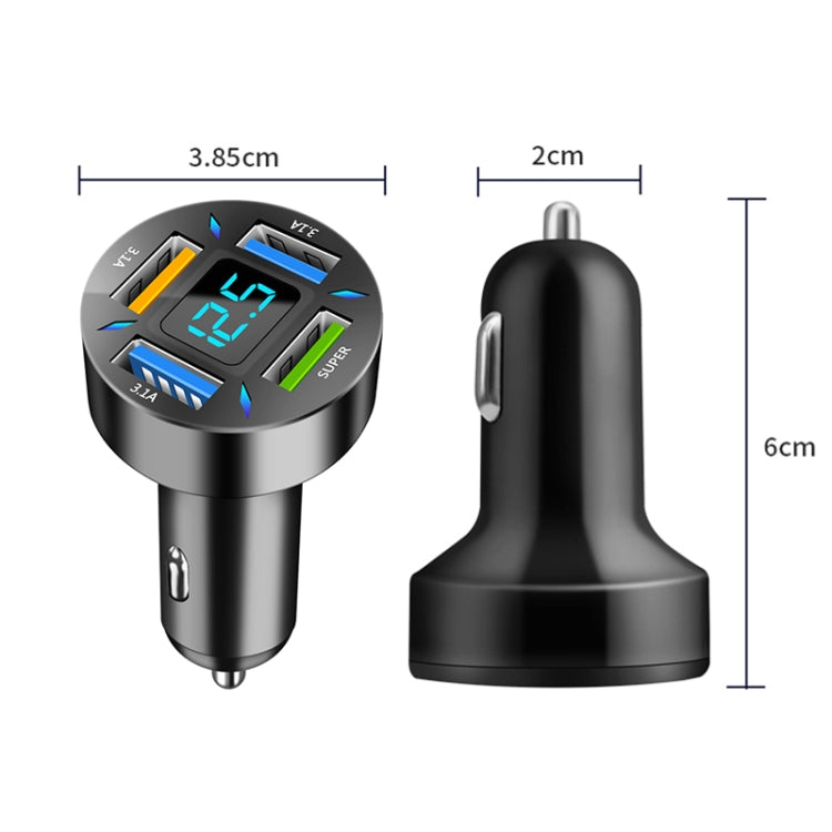 4 in 1 USB 66W Digital Display Car Super Fast Charger - Car Charger by buy2fix | Online Shopping UK | buy2fix