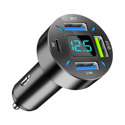 4 in 1 USB PD20W+QC3.0+2.4A Digital Display Car Fast Charger - Car Charger by buy2fix | Online Shopping UK | buy2fix
