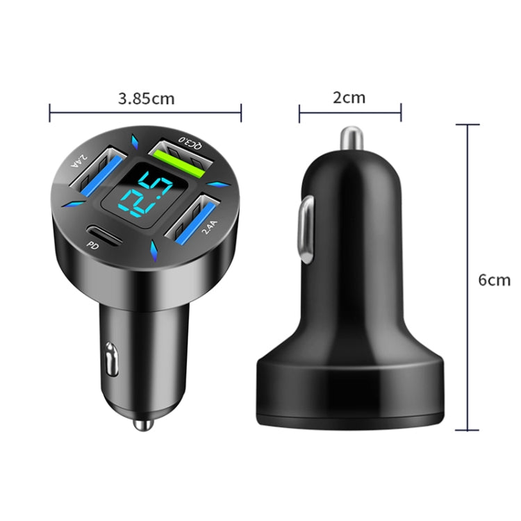 4 in 1 USB PD20W+QC3.0+2.4A Digital Display Car Fast Charger - Car Charger by buy2fix | Online Shopping UK | buy2fix