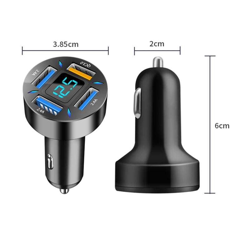 4 in 1 USB QC3.0 Digital Display Car Fast Charger - Car Charger by buy2fix | Online Shopping UK | buy2fix