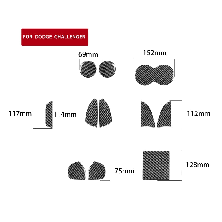 11 PCS / Set Carbon Fiber Car Door Slot Pad Decorative Sticker for Dodge Challenger 2015 to Now, Left Driving by buy2fix