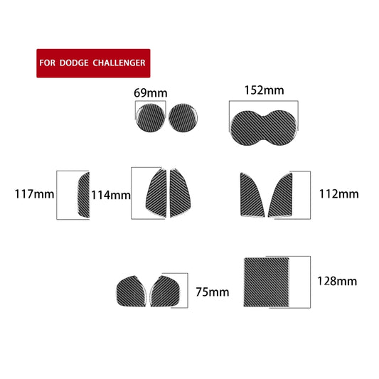 11 PCS / Set Carbon Fiber Car Door Slot Pad Decorative Sticker for Dodge Challenger 2015 to Now, Left Driving by buy2fix