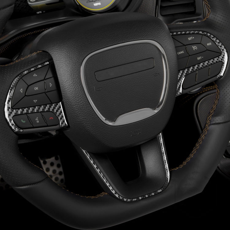3 PCS / Set Carbon Fiber Car Steering Wheel Button Frame Decorative Sticker for Dodge Challenger 2015 and Above, Left Driving by buy2fix