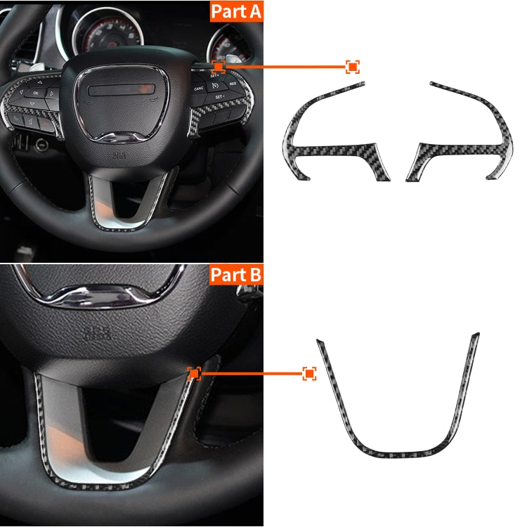 3 PCS / Set Carbon Fiber Car Steering Wheel Button Frame Decorative Sticker for Dodge Challenger 2015 and Above, Left Driving by buy2fix