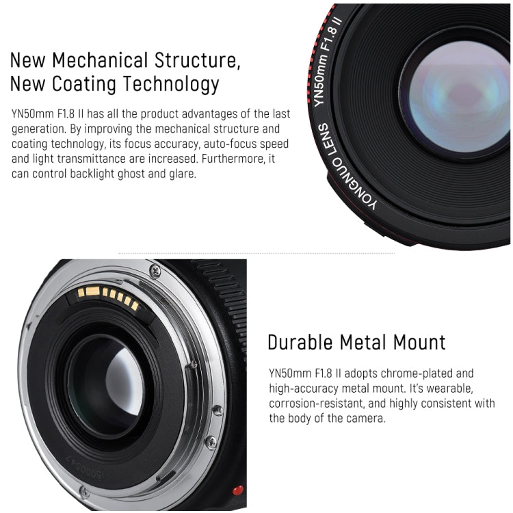 YONGNUO YN50MM F1.8C II F1.8 Auto Focus Lens for Canon EF Mount New Lens (Black) - Auxiliary Lens by YONGNUO | Online Shopping UK | buy2fix