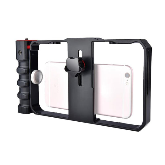 YLG0901B Vlogging Live Broadcast Smartphone Plastic Cage Video Rig Filmmaking Recording Handle Stabilizer Bracket for iPhone, Galaxy, Huawei, Xiaomi, HTC, LG, Google, and Other Smartphones(Black) - Stand by buy2fix | Online Shopping UK | buy2fix