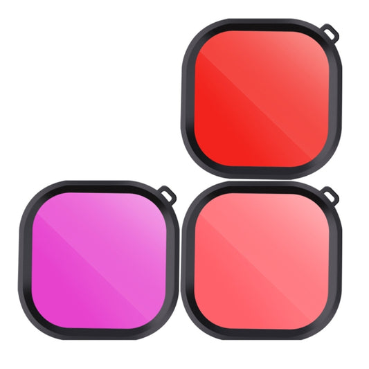 Pink Purple Red 3 Color Square Housing Diving Lens Filter Kits for GoPro HERO8 Black Original Waterproof Housing - Lens Filter by buy2fix | Online Shopping UK | buy2fix