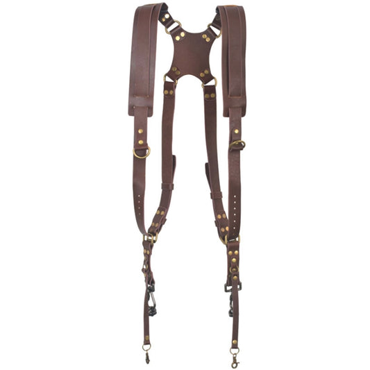 Quick Release Anti-Slip Dual Shoulder Leather Harness Camera Strap with Metal Hook for SLR / DSLR Cameras(Brown) - Camera Strap by buy2fix | Online Shopping UK | buy2fix