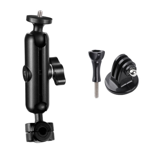 9cm Connecting Rod 20mm Ball Head Motorcycle Rearview Mirror Fixed Mount Holder with Tripod Adapter & Screw for GoPro, Insta360, DJI and Other Action Cameras(Black) - Bicycle Handlebar Mount by buy2fix | Online Shopping UK | buy2fix