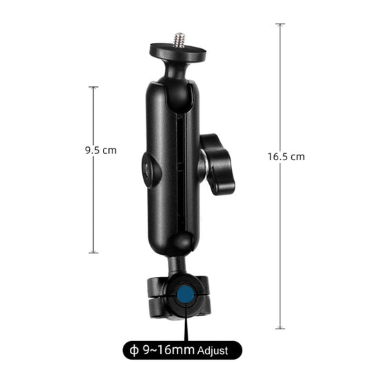 9cm Connecting Rod 20mm Ball Head Motorcycle Rearview Mirror Fixed Mount Holder with Tripod Adapter & Screw for GoPro, Insta360, DJI and Other Action Cameras(Black) - Bicycle Handlebar Mount by buy2fix | Online Shopping UK | buy2fix