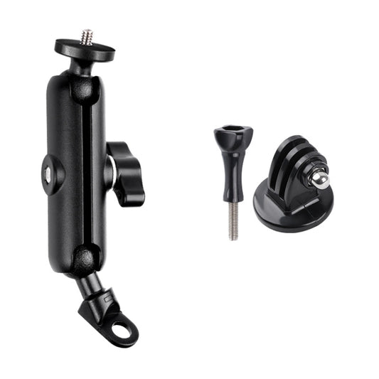 9.0cm Connecting Rod 20mm Ball Head Motorcycle Rearview Mirror Screw Hole Fixed Mount Holder with Tripod Adapter & Screw for GoPro, Insta360, DJI and Other Action Cameras(Black) - Bicycle Handlebar Mount by buy2fix | Online Shopping UK | buy2fix
