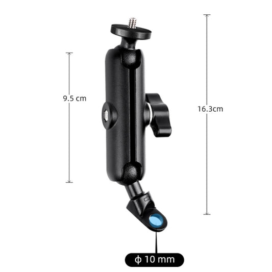 9.0cm Connecting Rod 20mm Ball Head Motorcycle Rearview Mirror Screw Hole Fixed Mount Holder with Tripod Adapter & Screw for GoPro, Insta360, DJI and Other Action Cameras(Black) - Bicycle Handlebar Mount by buy2fix | Online Shopping UK | buy2fix