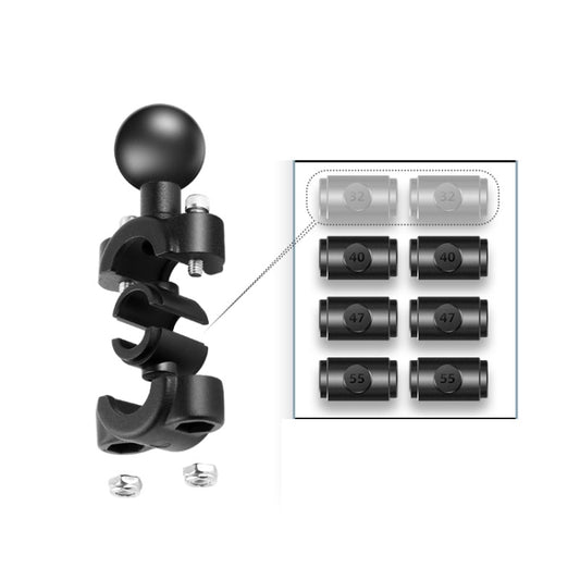 25mm Ball Head Motorcycle Rearview Mirror Fixed Mount Holder with 4 Styles Gaskets for GoPro, Insta360, DJI and Other Action Cameras(Black) - Bicycle Handlebar Mount by buy2fix | Online Shopping UK | buy2fix