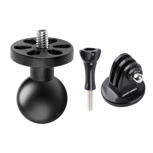 1/4 inch Screw 25mm Ball Head Motorcycle Fixed Mount Holder with Tripod Adapter & Screw for GoPro, Insta360, DJI and Other Action Cameras(Black) - Bicycle Handlebar Mount by buy2fix | Online Shopping UK | buy2fix