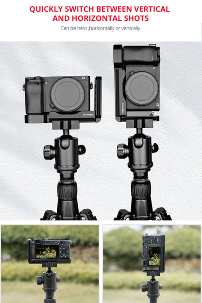 YELANGU YLG0715A 1/4 inch Vertical Shoot Quick Release L Plate Bracket Base Holder for Sony A6300 / A6000 / A6100 / A6400 / A6500 (Black) - L-Bracket by YELANGU | Online Shopping UK | buy2fix