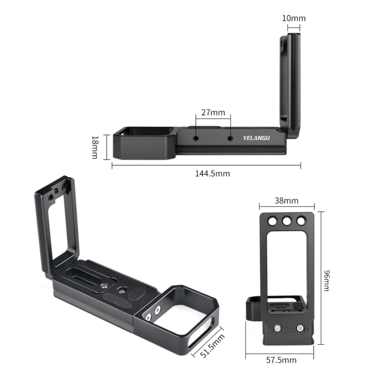 YELANGU CL6 YLG0712A Vertical Shoot Quick Release L Plate Bracket Base Holder for Sony A9 (ILCE-9) / A7 III/ A7R III(Black) - L-Bracket by YELANGU | Online Shopping UK | buy2fix