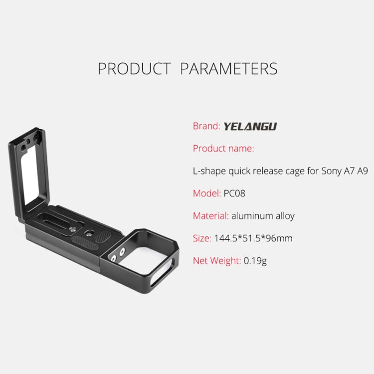 YELANGU CL6 YLG0712A Vertical Shoot Quick Release L Plate Bracket Base Holder for Sony A9 (ILCE-9) / A7 III/ A7R III(Black) - L-Bracket by YELANGU | Online Shopping UK | buy2fix