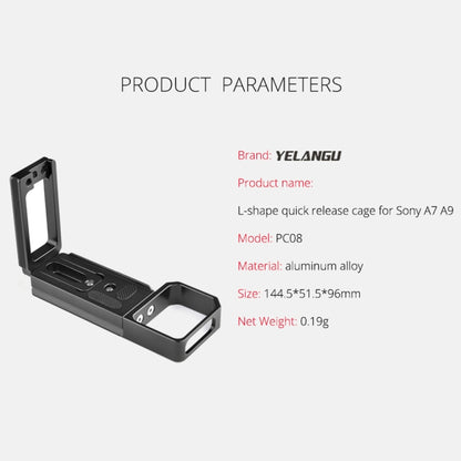 YELANGU CL6 YLG0712A Vertical Shoot Quick Release L Plate Bracket Base Holder for Sony A9 (ILCE-9) / A7 III/ A7R III(Black) - L-Bracket by YELANGU | Online Shopping UK | buy2fix