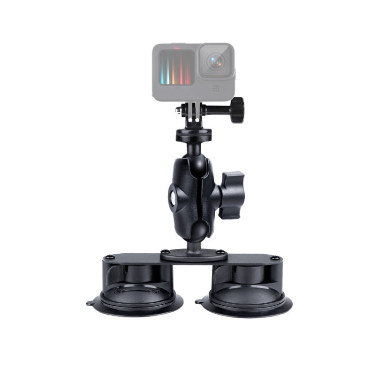 Dual Suction Cup Mount Holder with Tripod Adapter & Screw & Phone Clamp & Anti-lost Silicone Net for for GoPro, Insta360, DJI and Other Action Cameras, Smartphones(Black) - Holder by buy2fix | Online Shopping UK | buy2fix