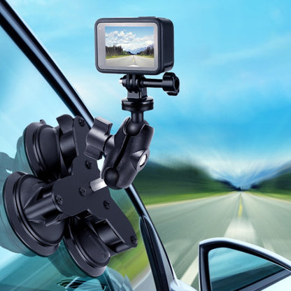Dual Suction Cup Mount Holder with Tripod Adapter & Screw & Phone Clamp & Anti-lost Silicone Net for for GoPro, Insta360, DJI and Other Action Cameras, Smartphones(Black) - Holder by buy2fix | Online Shopping UK | buy2fix
