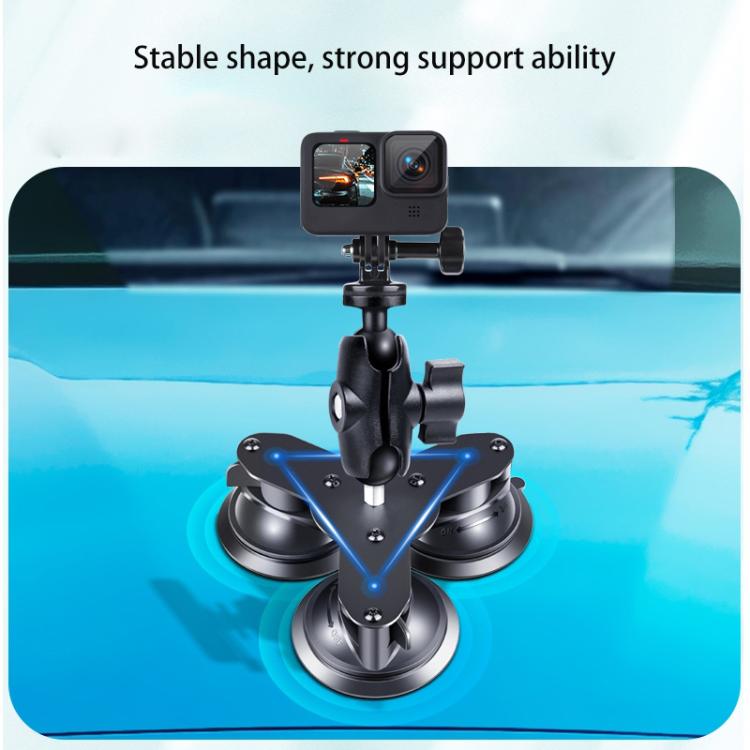 Dual Suction Cup Mount Holder with Tripod Adapter & Screw & Phone Clamp & Anti-lost Silicone Net for for GoPro, Insta360, DJI and Other Action Cameras, Smartphones(Black) - Holder by buy2fix | Online Shopping UK | buy2fix