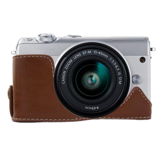 1/4 inch Thread PU Leather Camera Half Case Base for Canon EOS M100 (Brown) - Half Case by buy2fix | Online Shopping UK | buy2fix