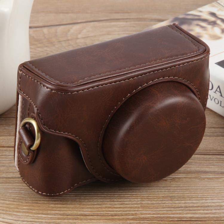 For Sony ZV-1F Vlog Camera Full Body Leather Camera Case Bag with Strap (Coffee) by buy2fix