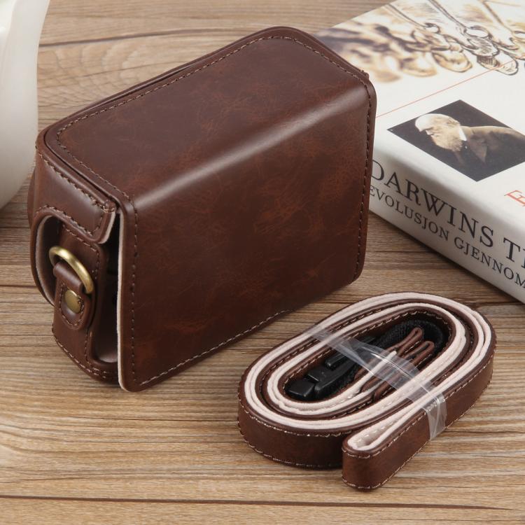 For Sony ZV-1F Vlog Camera Full Body Leather Camera Case Bag with Strap (Coffee) by buy2fix