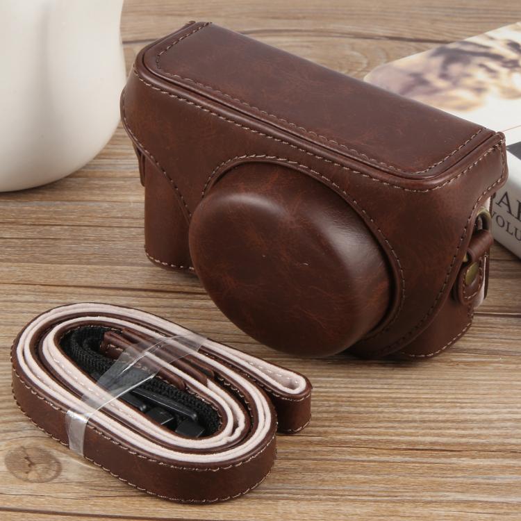 For Sony ZV-1F Vlog Camera Full Body Leather Camera Case Bag with Strap (Coffee) by buy2fix