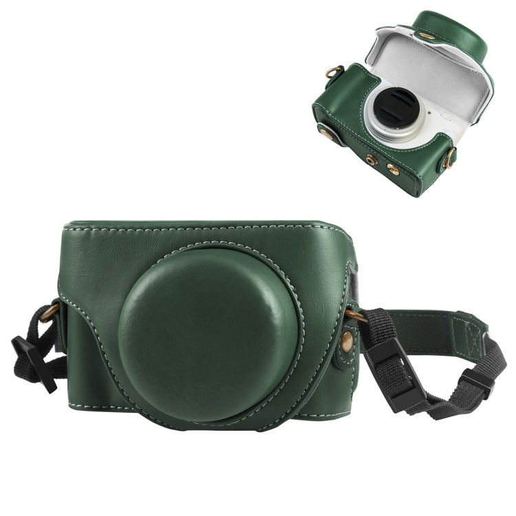 For Sony ZV-1F Vlog Camera Full Body Leather Camera Case Bag with Strap (Green) by buy2fix