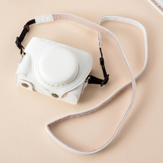 For Sony ZV-1F Vlog Camera Full Body Leather Camera Case Bag with Strap (White) - Leather Bag by buy2fix | Online Shopping UK | buy2fix