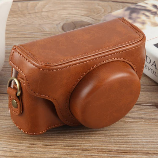 For Sony ZV-1F Vlog Camera Full Body Leather Camera Case Bag with Strap (Brown) by buy2fix