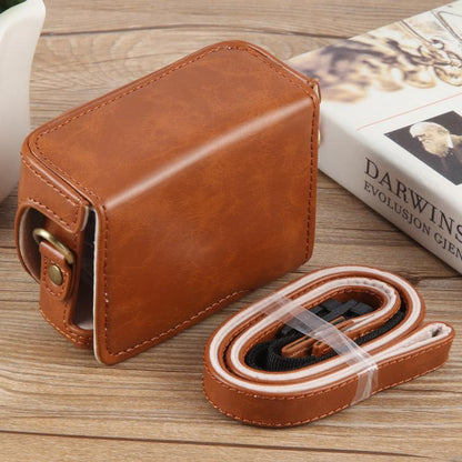For Sony ZV-1F Vlog Camera Full Body Leather Camera Case Bag with Strap (Brown) by buy2fix