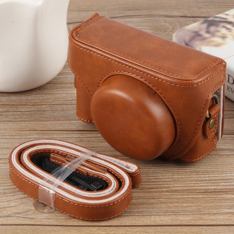 For Sony ZV-1F Vlog Camera Full Body Leather Camera Case Bag with Strap (Brown) by buy2fix
