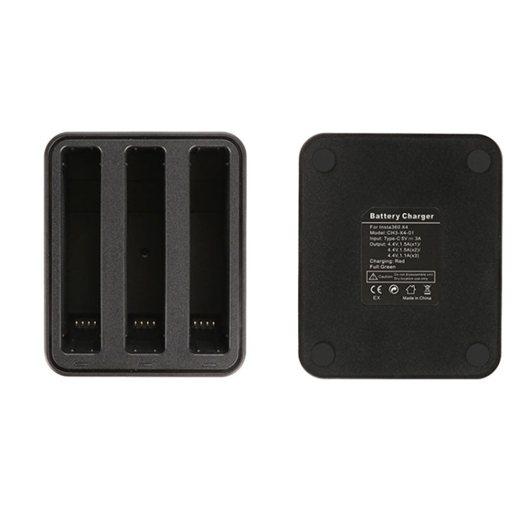 For Insta360 X4 Tri-Slot Batteries Fast Charger (Black) by buy2fix