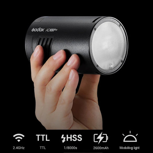 Godox AD100Pro 100Ws Pocket Flash Outdoor Speedlite Light &#8203;Kits (Black) - Shoe Mount Flashes by Godox | Online Shopping UK | buy2fix