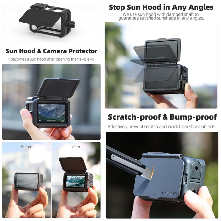 For DJI Osmo Action 5 Pro / 4 / 3 Sunnylife Protective Case Frame Mount Adapter Sun Hood Housing Case (Black) - Protection Frame by Sunnylife | Online Shopping UK | buy2fix