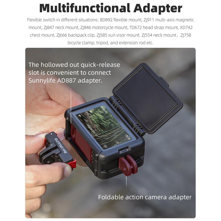 For DJI Osmo Action 5 Pro / 4 / 3 Sunnylife Protective Case Frame Mount Adapter Sun Hood Housing Case (Black) - Protection Frame by Sunnylife | Online Shopping UK | buy2fix