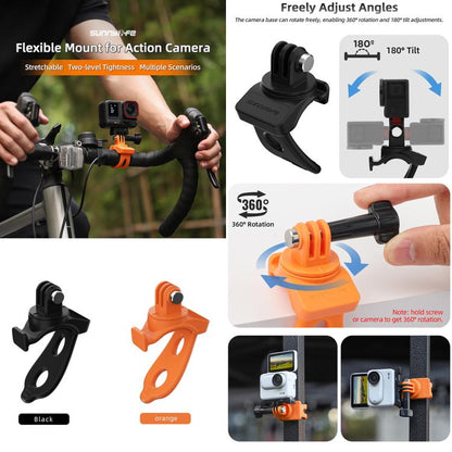 Sunnylife Action Camera Flexible Mount 360 Strap Wrap Band Mount Bike Tube Clip Holder (Black) - Case & Bags by Sunnylife | Online Shopping UK | buy2fix