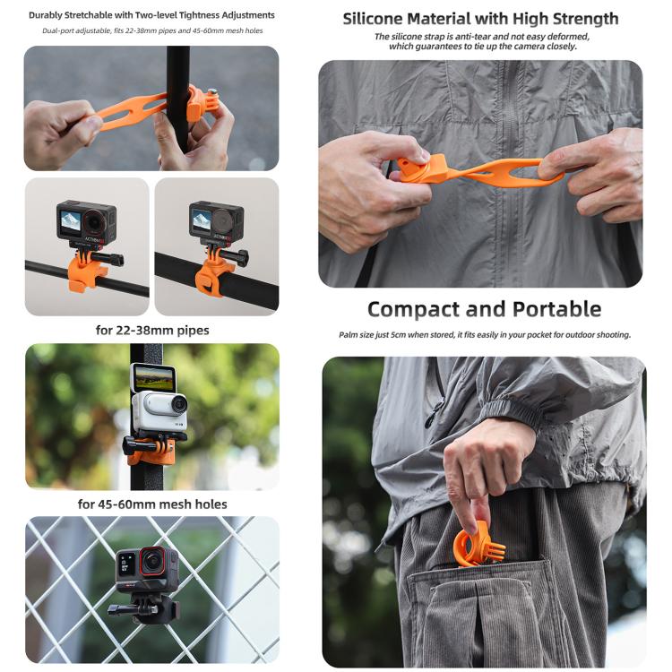 Sunnylife Action Camera Flexible Mount 360 Strap Wrap Band Mount Bike Tube Clip Holder (Black) - Case & Bags by Sunnylife | Online Shopping UK | buy2fix