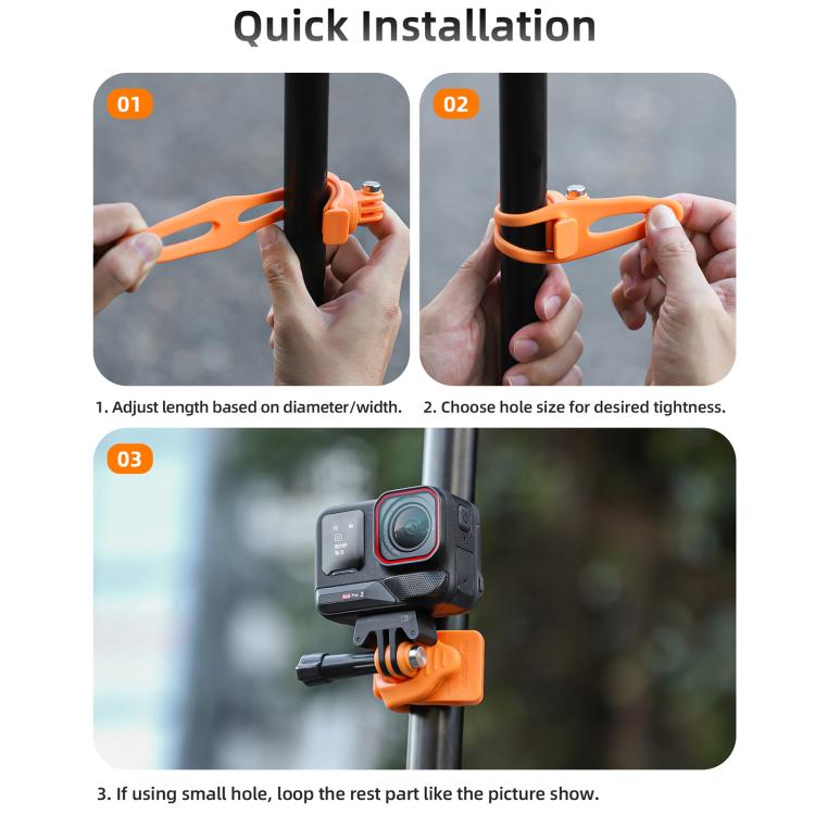 Sunnylife Action Camera Flexible Mount 360 Strap Wrap Band Mount Bike Tube Clip Holder (Black) - Case & Bags by Sunnylife | Online Shopping UK | buy2fix