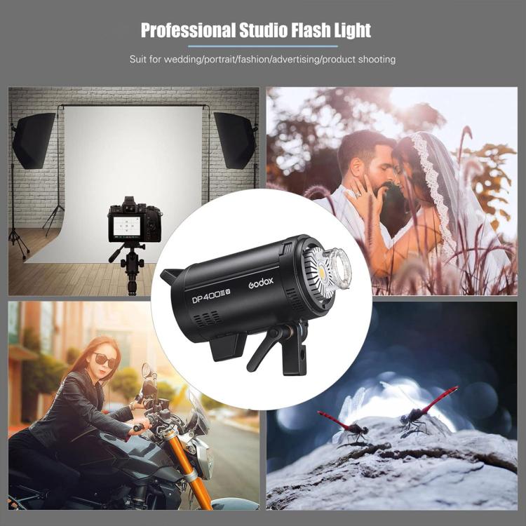 Godox DP400III-V Studio Flash Photo Light 400Ws 2.4G Wireless X System Bowens Mount Light (EU Plug) - Shoe Mount Flashes by Godox | Online Shopping UK | buy2fix