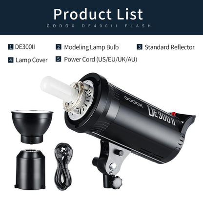 Godox DE300II 300Ws Studio Flash Light Strobe Lamp Head Bowens Mount Speedlight (US Plug) - Shoe Mount Flashes by Godox | Online Shopping UK | buy2fix