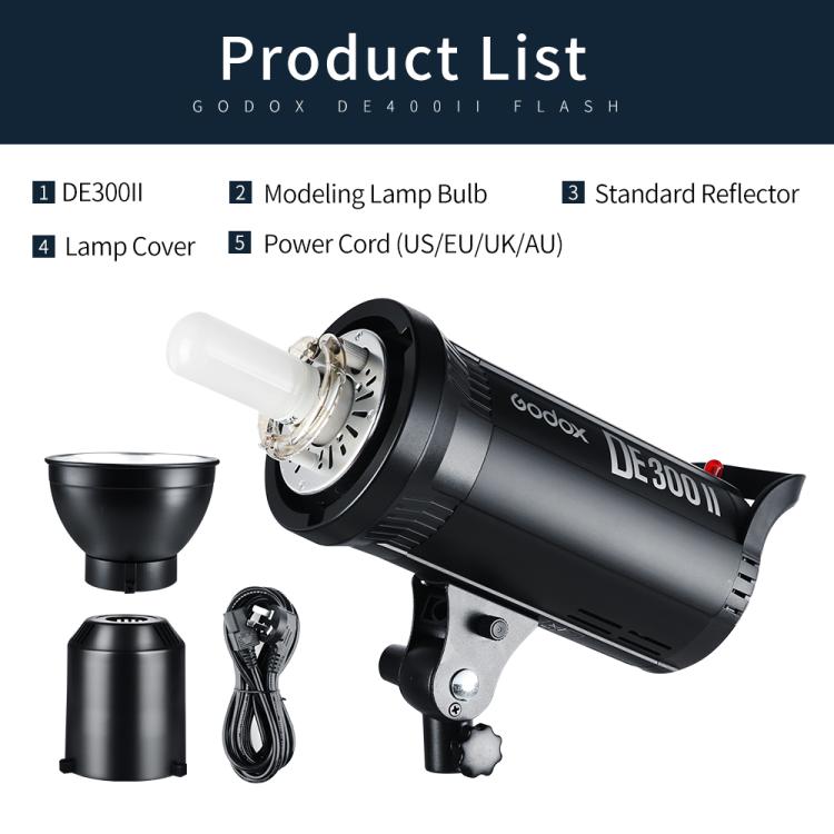 Godox DE300II 300Ws Studio Flash Light Strobe Lamp Head Bowens Mount Speedlight (UK Plug) - Shoe Mount Flashes by Godox | Online Shopping UK | buy2fix