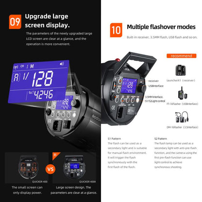 Godox Quicker 600IIM Studio Flash Light 600Ws Bowens Mount Strobe Flash (AU Plug) - Shoe Mount Flashes by Godox | Online Shopping UK | buy2fix